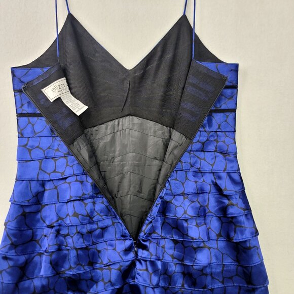 Eliza J Women Blue Black Tiered Layered Cocktail Dress Sz 8P Spaghetti Strap Zip - Picture 4 of 9